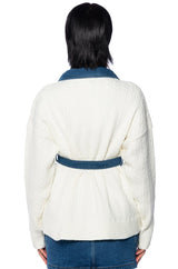 WORTHY OF LOVE CABLE KNIT TIE WAIST CARDIGAN