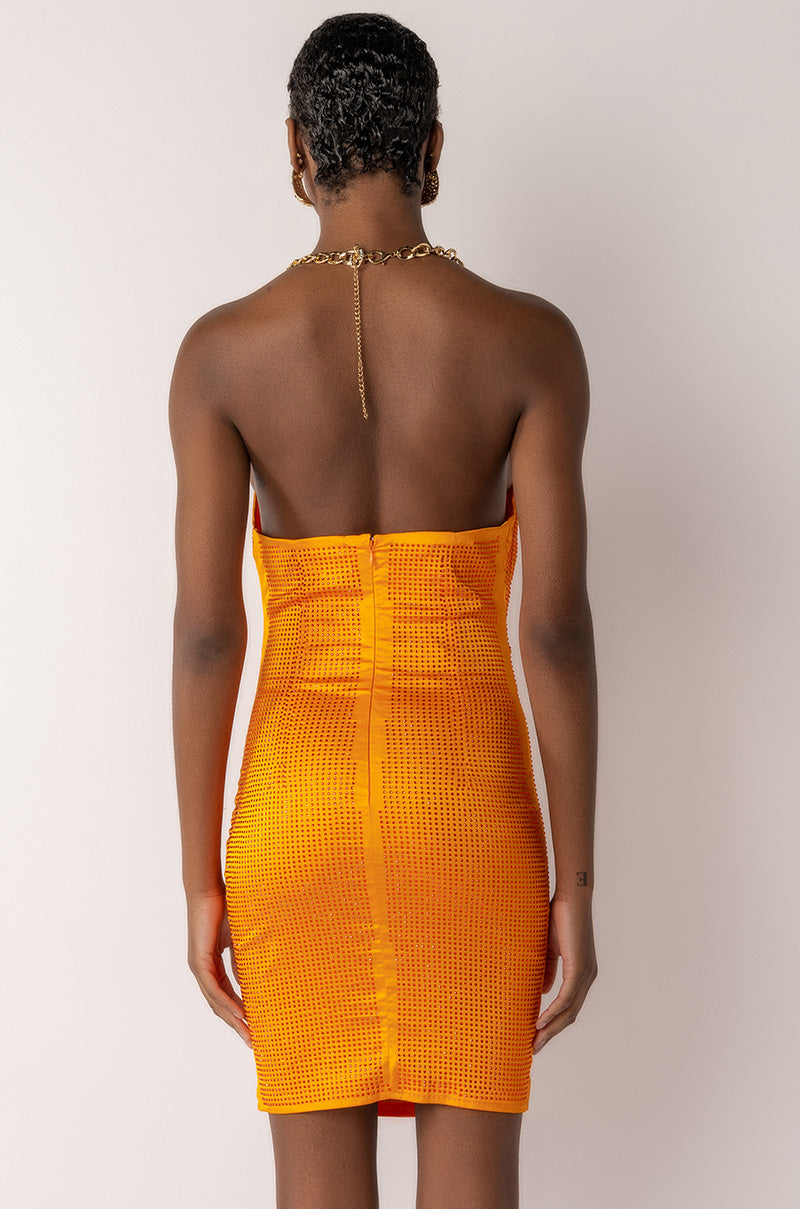 SWEET HALTER TOP RHINESTONE MINI DRESS