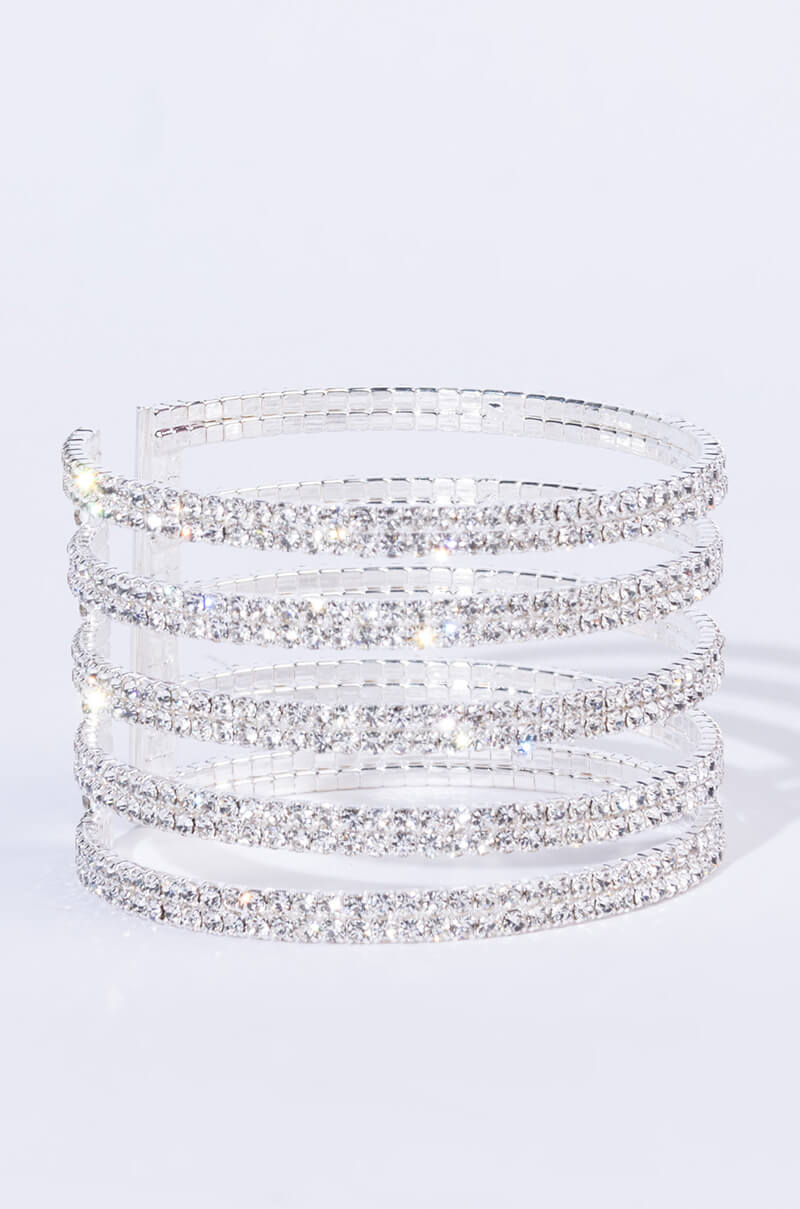 SWEET LOVE SILVER RHINESTONE CUFF