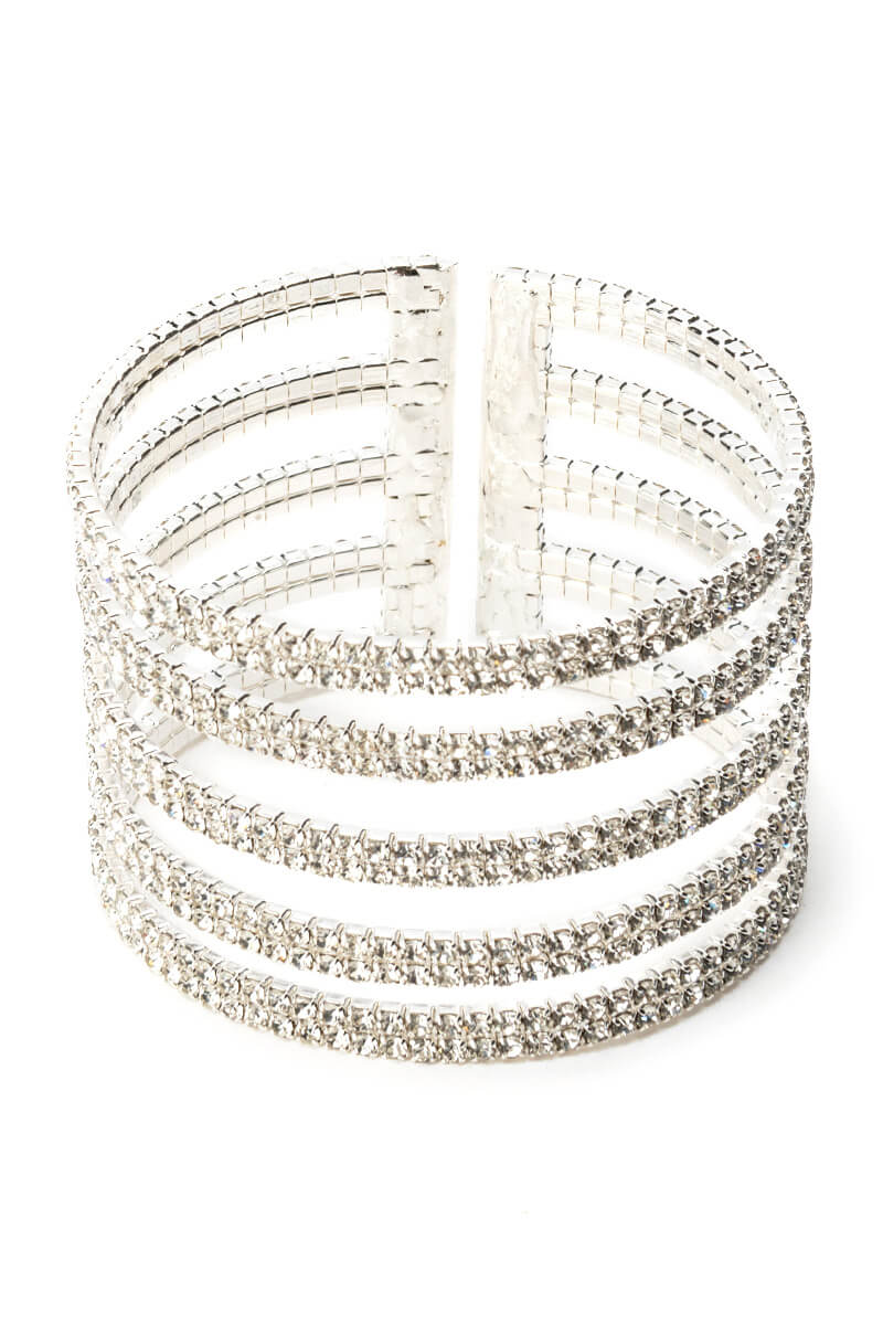 SWEET LOVE SILVER RHINESTONE CUFF