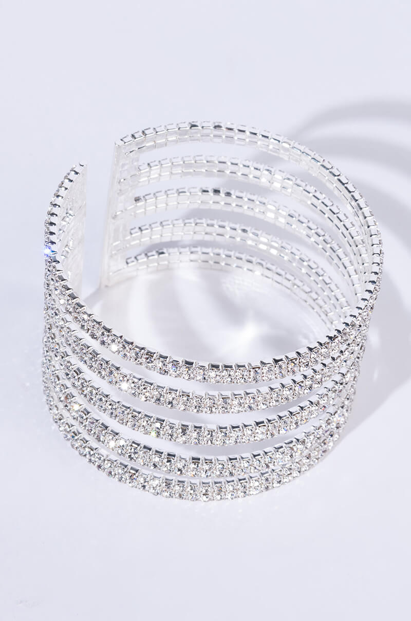 SWEET LOVE SILVER RHINESTONE CUFF