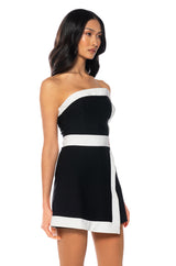 SWEET N SIMPLE STRAPLESS CONTRAST MINI DRESS