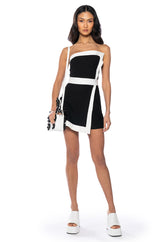 SWEET N SIMPLE STRAPLESS CONTRAST MINI DRESS