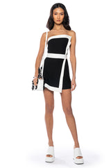 SWEET N SIMPLE STRAPLESS CONTRAST MINI DRESS