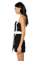 SWEET N SIMPLE STRAPLESS CONTRAST MINI DRESS