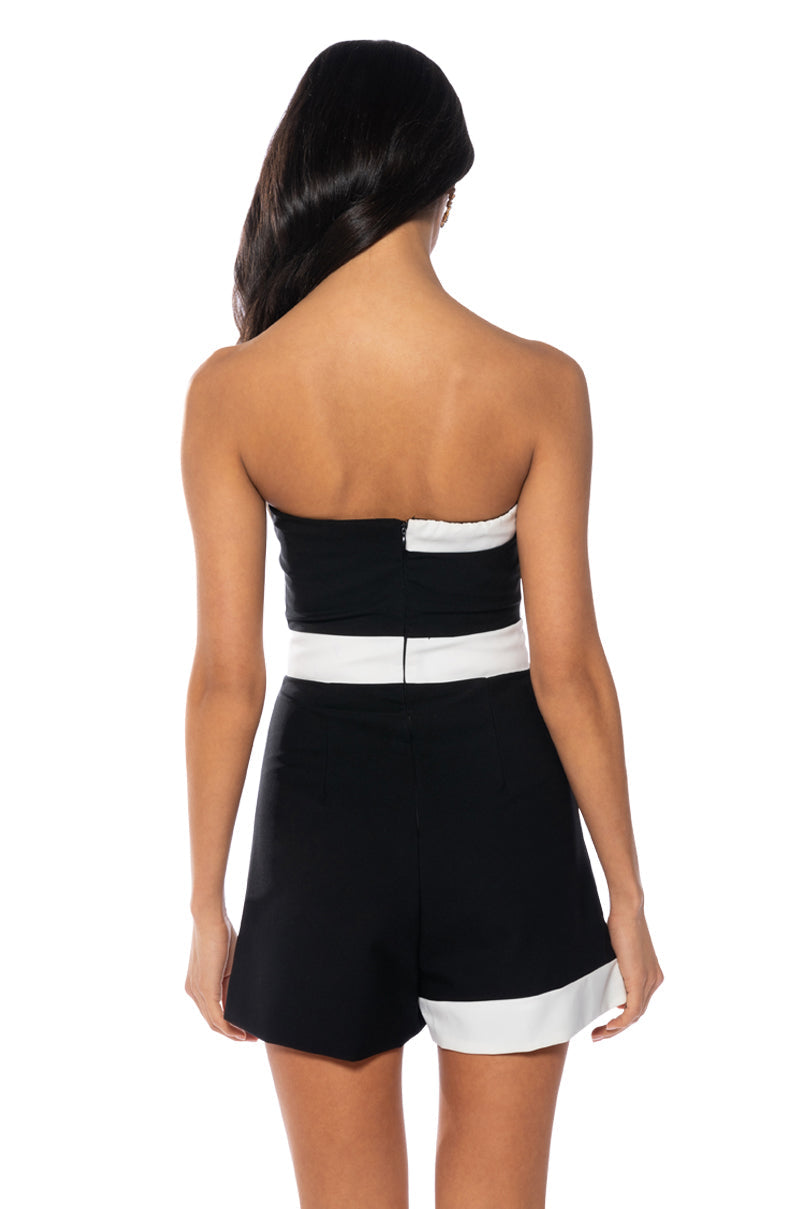 SWEET N SIMPLE STRAPLESS CONTRAST MINI DRESS
