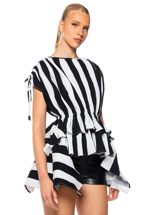 SWEET NOTHINGS STRIPED TIE SHOULDER BLOUSE