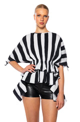 SWEET NOTHINGS STRIPED TIE SHOULDER BLOUSE