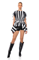SWEET NOTHINGS STRIPED TIE SHOULDER BLOUSE