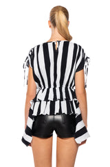 SWEET NOTHINGS STRIPED TIE SHOULDER BLOUSE