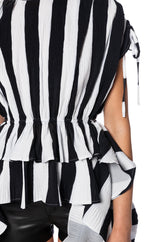 SWEET NOTHINGS STRIPED TIE SHOULDER BLOUSE