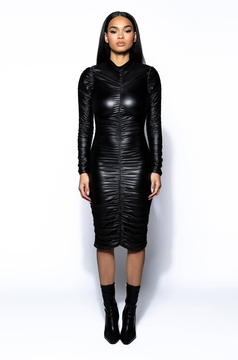 SWEET SATURDAY FAUX LEATHER DRESS