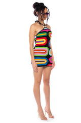SWEETER THAN HONEY KNIT HALTER NECK MINI DRESS