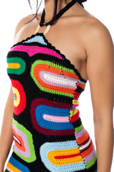 SWEETER THAN HONEY KNIT HALTER NECK MINI DRESS