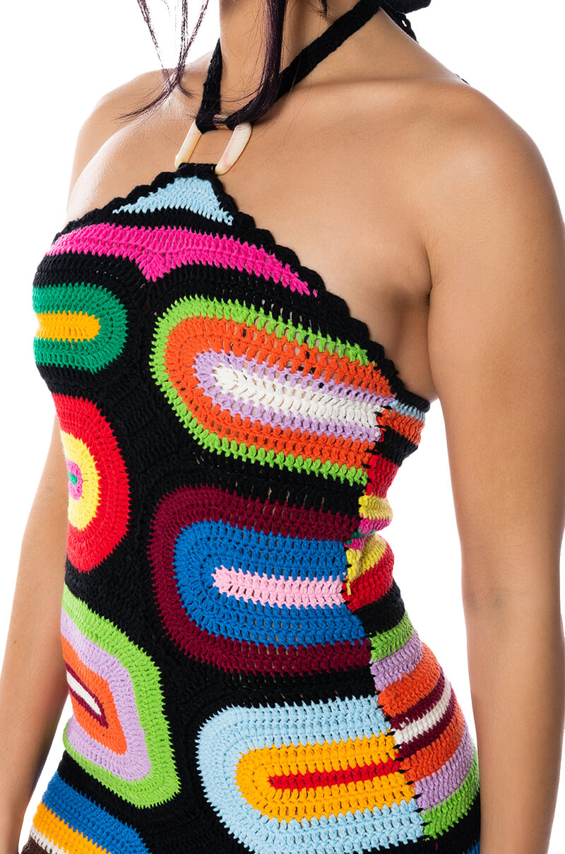 SWEETER THAN HONEY KNIT HALTER NECK MINI DRESS