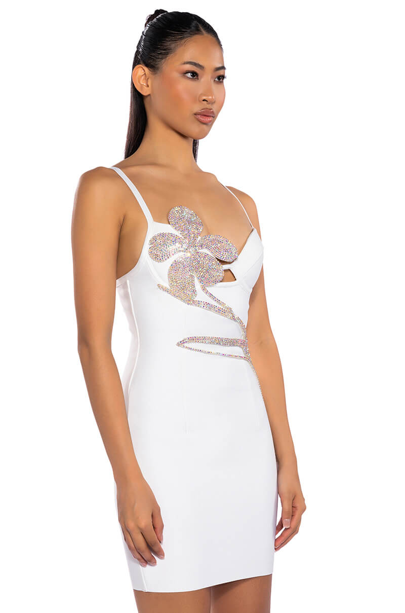 SWEETIE FLOWER DETAIL MINI DRESS