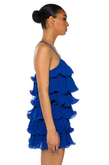 SWEETIE PLEATED RUFFLE SLEEVELESS MINI DRESS