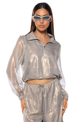 TAKE A BREAK LIGHTWEIGHT PARACHUTE PULLOVER IN GREY
