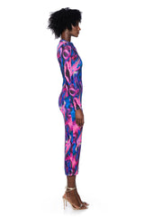 TAKE A RISK PRINTED MESH MAXI DRESS
