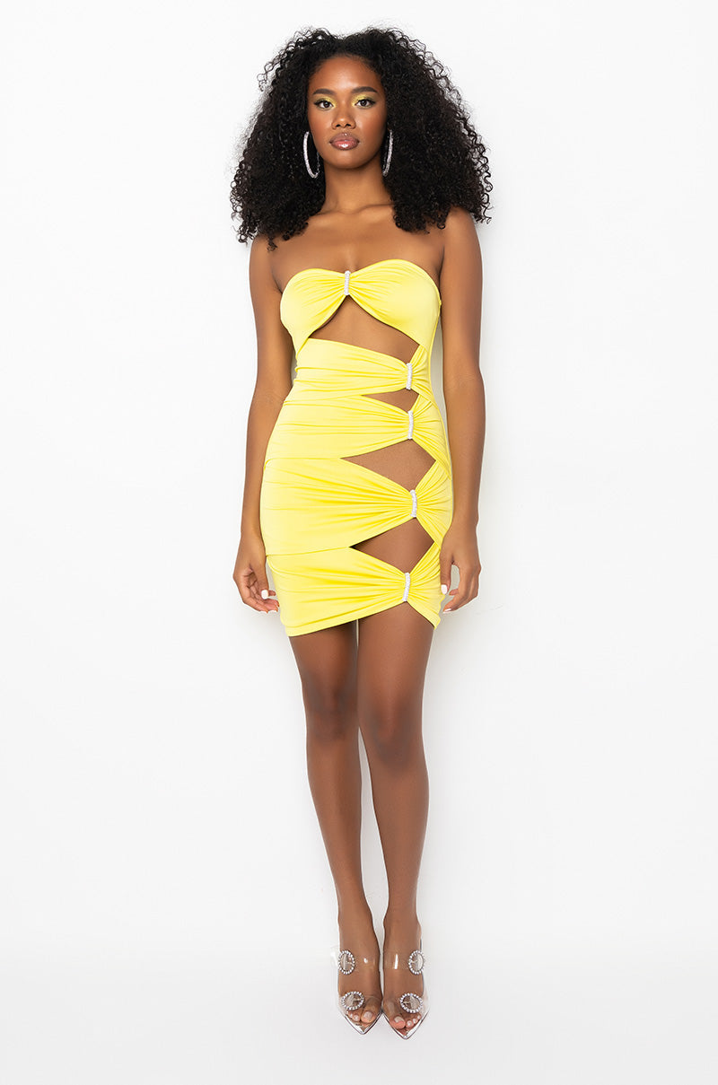 TAKE IT OR LEAVE IT MINI DRESS WITH CUT OUTS