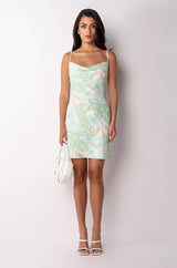 TAKE ME BACK COWL NECK MINI DRESS