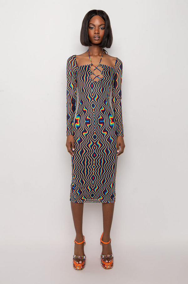 TAKE YOU THERE MIDI MESH DRESS