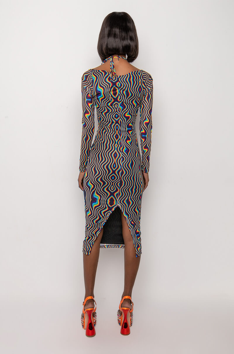 TAKE YOU THERE MIDI MESH DRESS