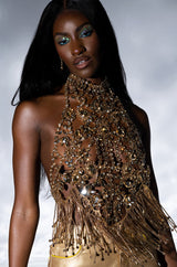 TAKING OVER RHINESTONE MOCK NECK LAYERING TOP