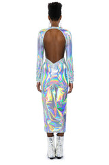 TALK ABOUT ME METALLIC MIDI DRESS