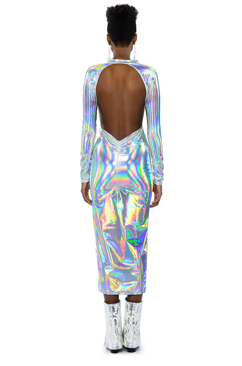 TALK ABOUT ME METALLIC MIDI DRESS