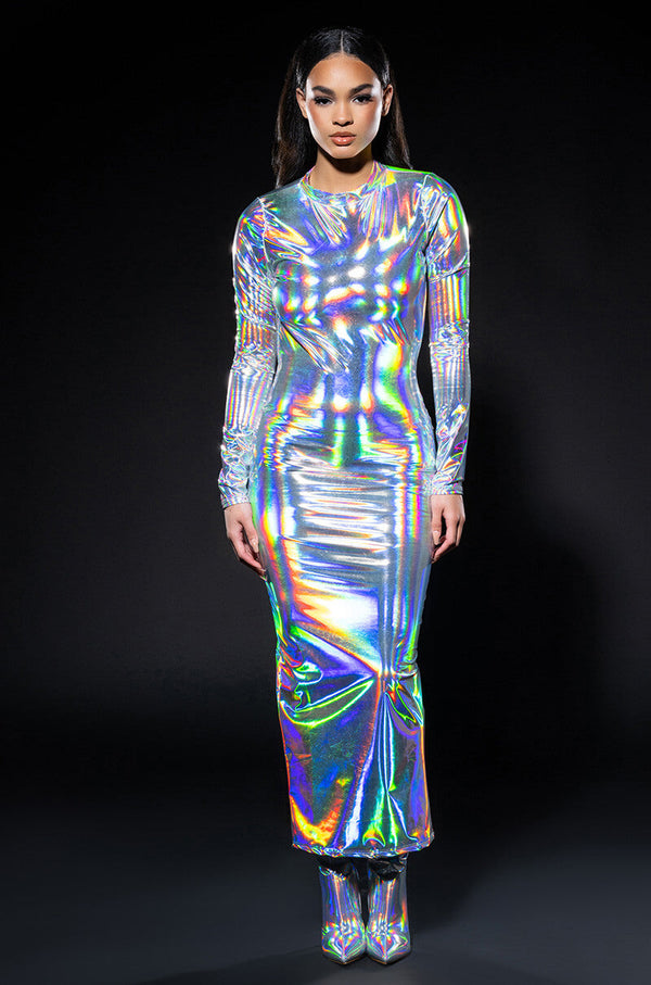 TALK ABOUT ME METALLIC MIDI DRESS