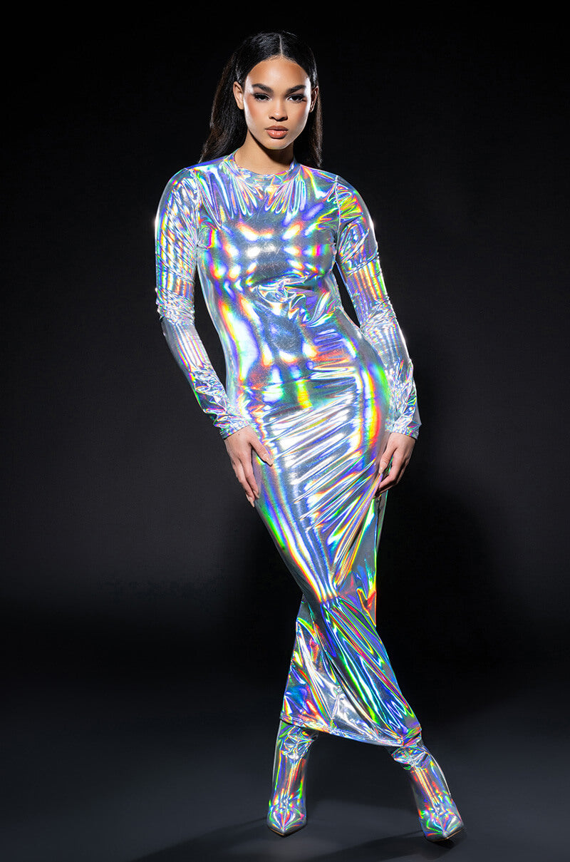 TALK ABOUT ME METALLIC MIDI DRESS