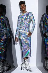 TALK ABOUT ME METALLIC MIDI DRESS