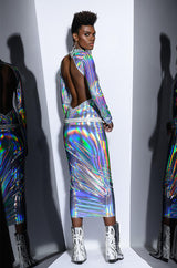 TALK ABOUT ME METALLIC MIDI DRESS