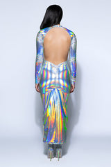 TALK ABOUT ME METALLIC MIDI DRESS
