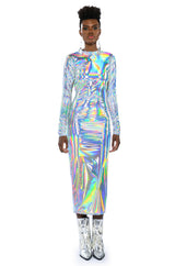 TALK ABOUT ME METALLIC MIDI DRESS