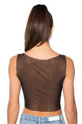 TALK IS CHEAP EMBELLISHED PRINT TANK TOP IN BLACK