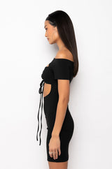 TALK TO ME NICE OFF THE SHOULDER MINI DRESS