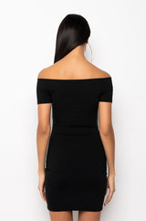 TALK TO ME NICE OFF THE SHOULDER MINI DRESS