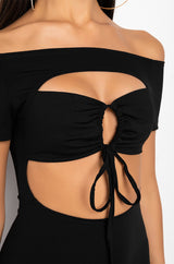 TALK TO ME NICE OFF THE SHOULDER MINI DRESS