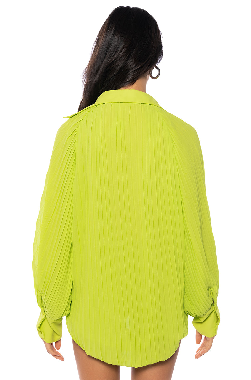 TALK TO ME PLEATED LONG SLEEVE BLOUSE