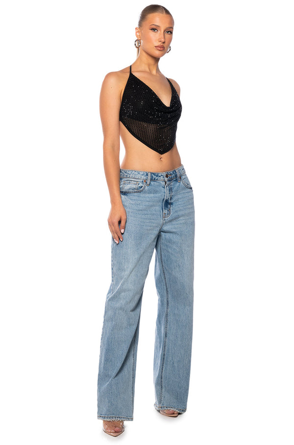 TAMERA RHINESTONE MESH TOP