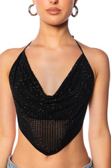 TAMERA RHINESTONE MESH TOP