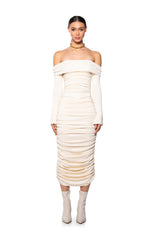 TATI OFF THE SHOULDER KNIT MAXI DRESS