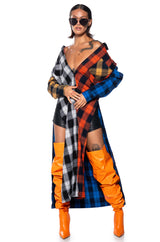 TEEN SPIRIT ULTRA LONG PLAID BUTTON DOWN