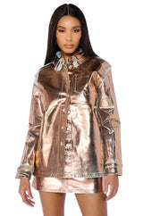 TELEPORT FOIL EFFECT DENIM BUTTON DOWN
