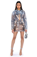 GOLDEN HOUR FOIL EFFECT DENIM SKIRT