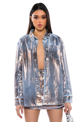 GOLDEN HOUR FOIL EFFECT DENIM SKIRT