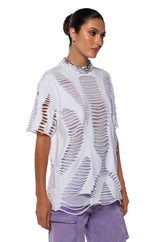 TELL EM DISTRESSED LAYERED SHORT SLEEVE TSHIRT