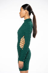 KAI TEXTURED DRESS WITH CUTOUT DETAILS